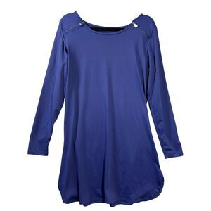 BANANA BOAT UPF 50+ Blue Dress Swim Cover Up Beach Size Large Zipper Top Side